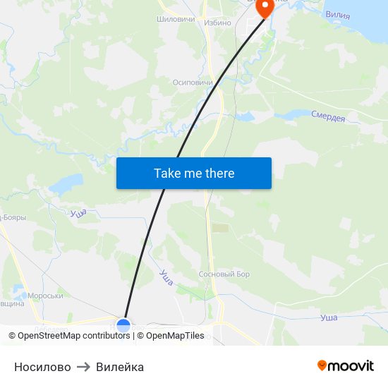 Носилово to Вилейка map