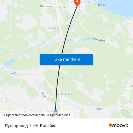 Путепровод-1 to Вилейка map