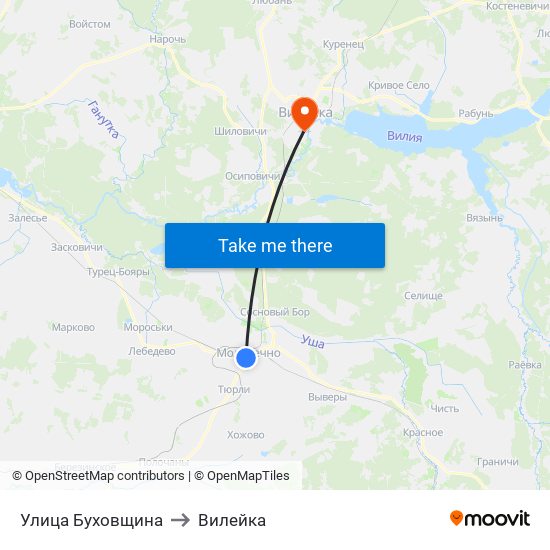 Улица Буховщина to Вилейка map