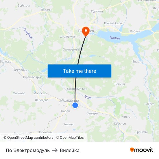 По Электромодуль to Вилейка map