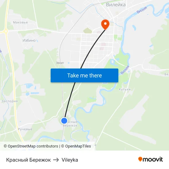 Красный Бережок to Vileyka map