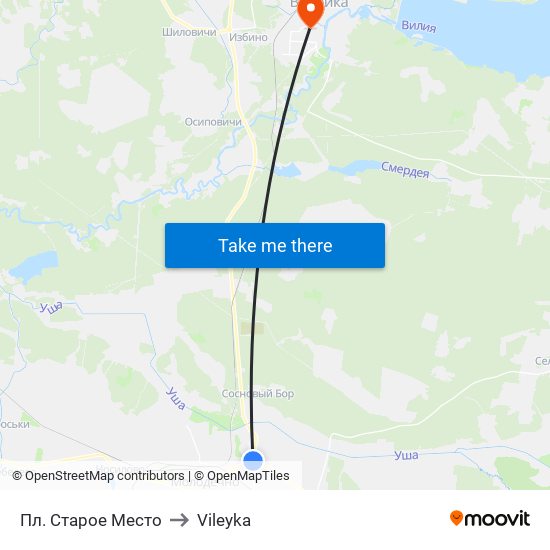 Пл. Старое Место to Vileyka map