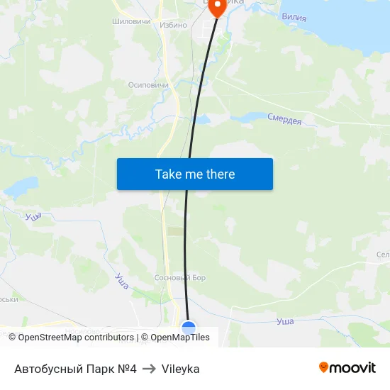Автобусный Парк №4 to Vileyka map