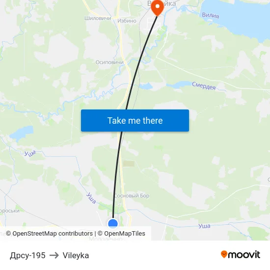 Дрсу-195 to Vileyka map