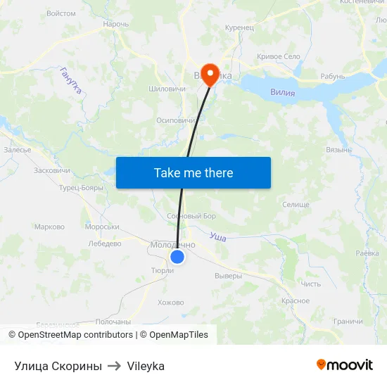 Улица Скорины to Vileyka map