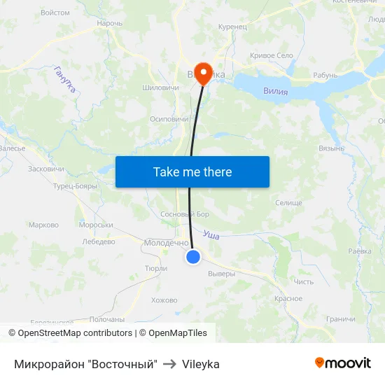Микрорайон "Восточный" to Vileyka map