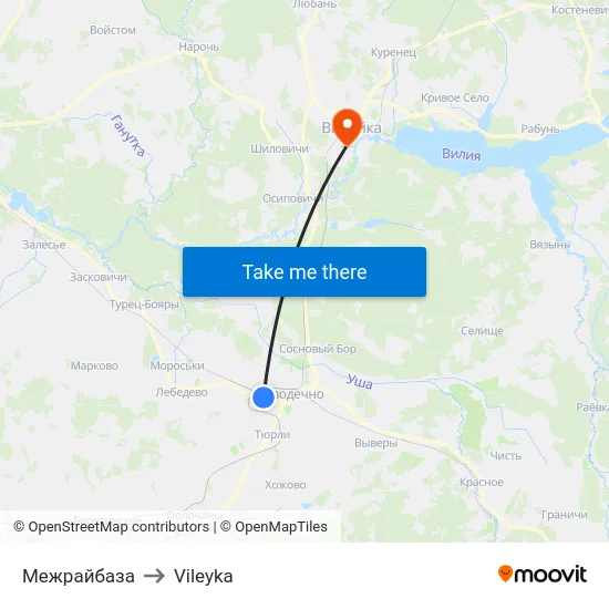 Межрайбаза to Vileyka map