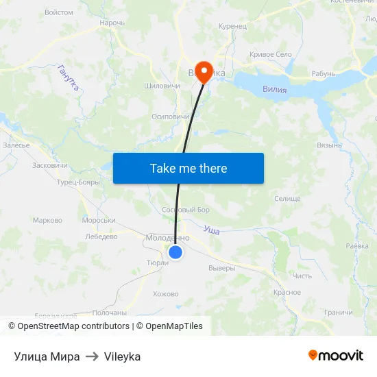 Улица Мира to Vileyka map