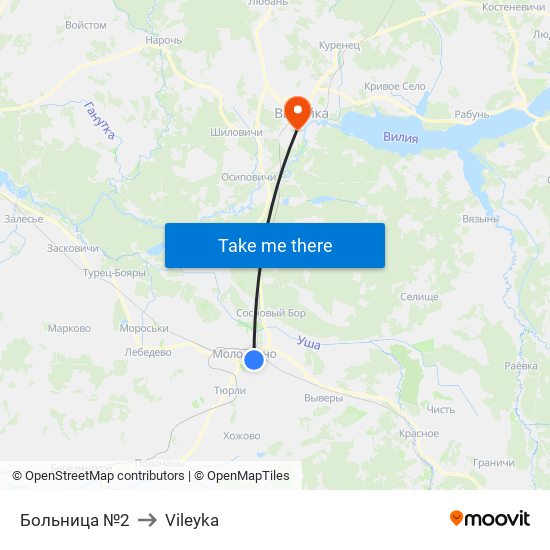 Больница №2 to Vileyka map