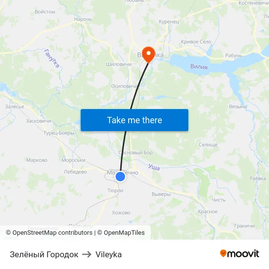 Зелёный Городок to Vileyka map