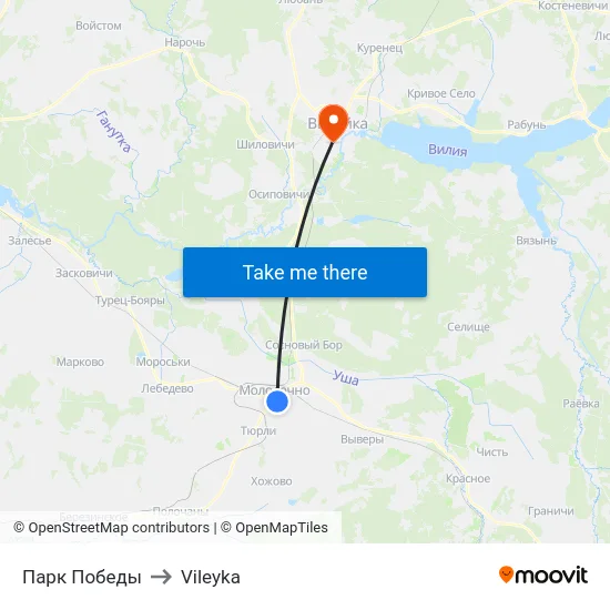 Парк Победы to Vileyka map