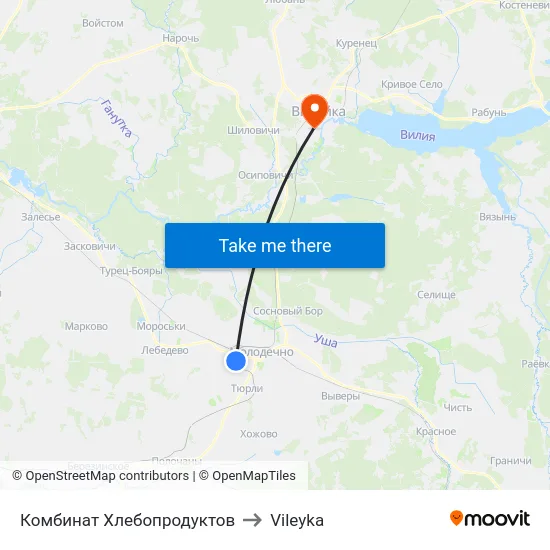 Комбинат Хлебопродуктов to Vileyka map
