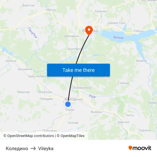 Коледино to Vileyka map
