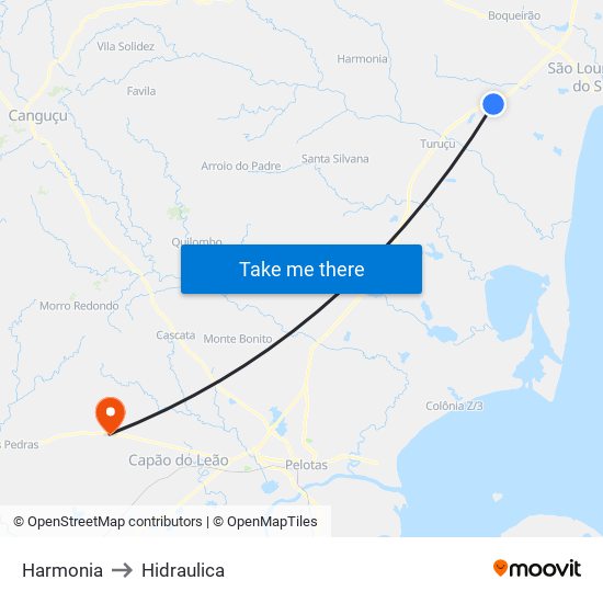 Harmonia to Hidraulica map