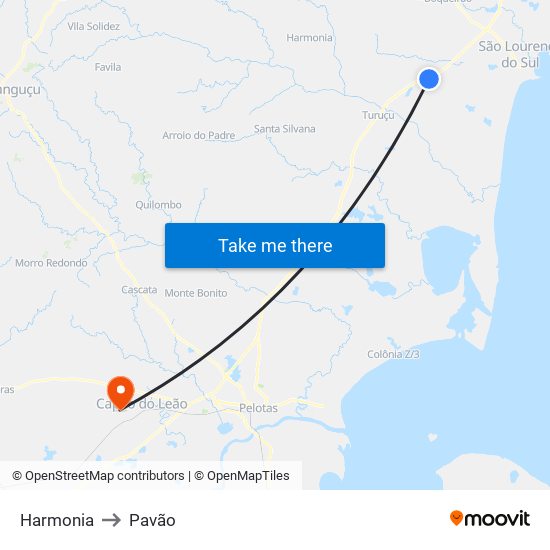 Harmonia to Pavão map