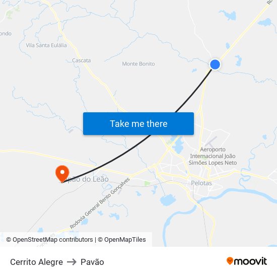 Cerrito Alegre to Pavão map