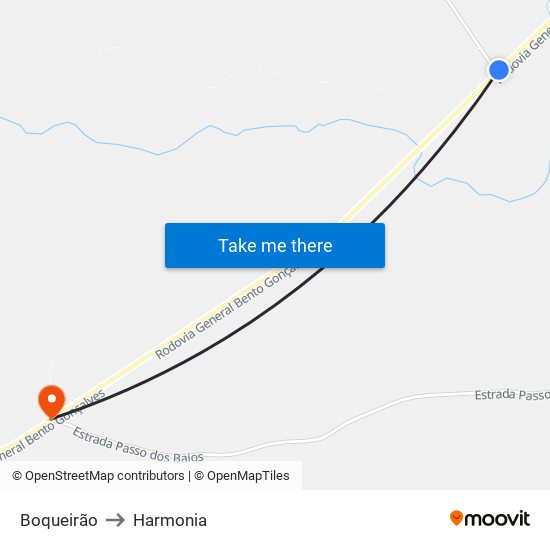 Boqueirão to Harmonia map
