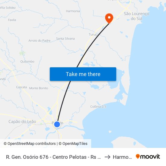 R. Gen. Osório 676 - Centro Pelotas - Rs Brasil to Harmonia map