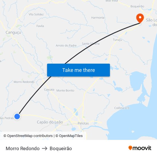 Morro Redondo to Boqueirão map