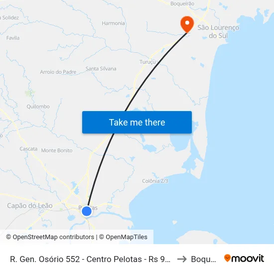 R. Gen. Osório 552 - Centro Pelotas - Rs 96020-000 Brasil to Boqueirão map
