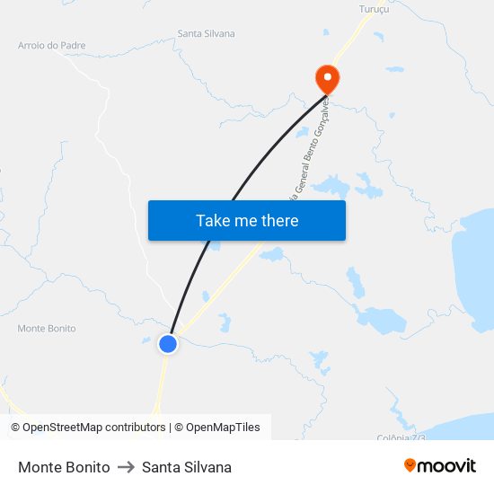 Monte Bonito to Santa Silvana map