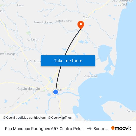 Rua Manduca Rodrigues 657 Centro Pelotas - Rs 96020-320 Brasil to Santa Silvana map