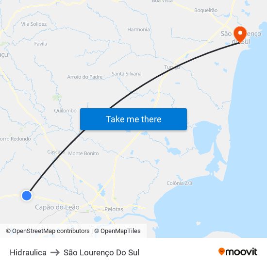 Hidraulica to São Lourenço Do Sul map