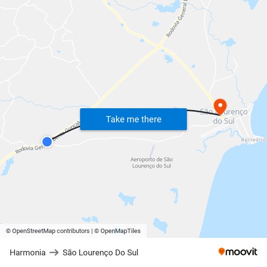 Harmonia to São Lourenço Do Sul map