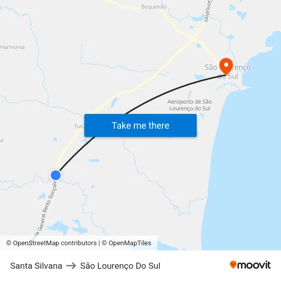 Santa Silvana to São Lourenço Do Sul map