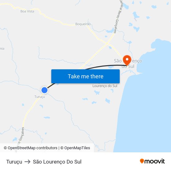 Turuçu to São Lourenço Do Sul map