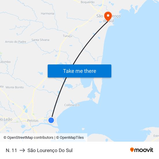 N. 11 to São Lourenço Do Sul map