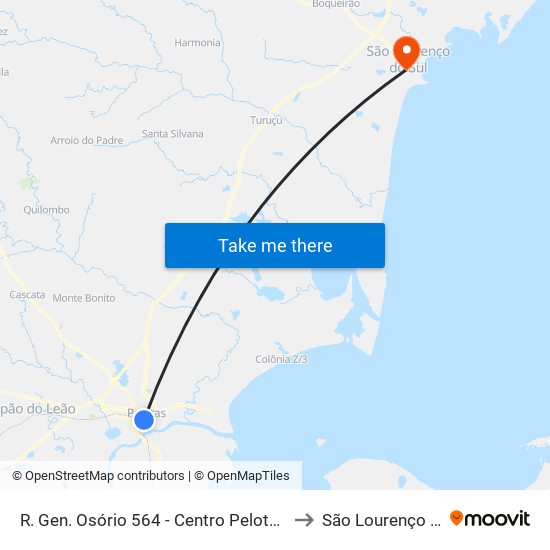 R. Gen. Osório 564 - Centro Pelotas - Rs Brasil to São Lourenço Do Sul map