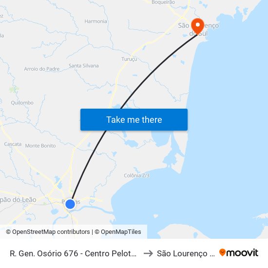 R. Gen. Osório 676 - Centro Pelotas - Rs Brasil to São Lourenço Do Sul map