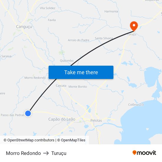 Morro Redondo to Turuçu map