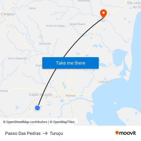 Passo Das Pedras to Turuçu map