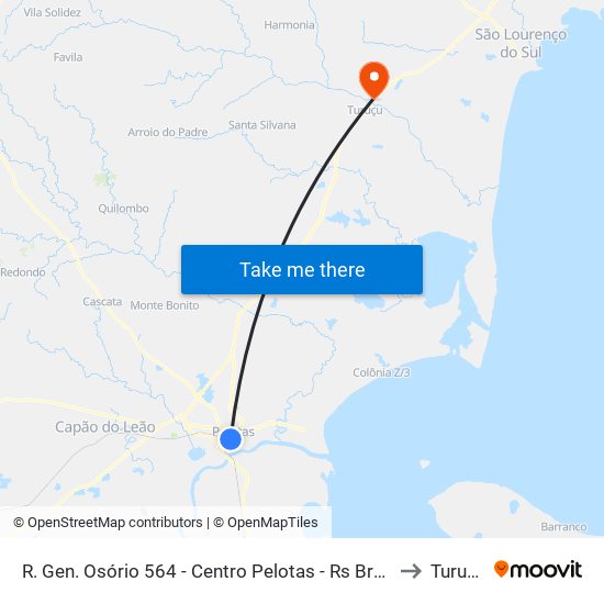 R. Gen. Osório 564 - Centro Pelotas - Rs Brasil to Turuçu map