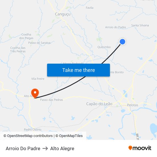 Arroio Do Padre to Alto Alegre map
