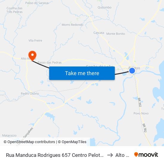 Rua Manduca Rodrigues 657 Centro Pelotas - Rs 96020-320 Brasil to Alto Alegre map