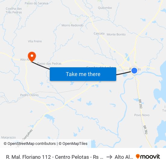 R. Mal. Floriano 112 - Centro Pelotas - Rs 96015-440 Brasil to Alto Alegre map