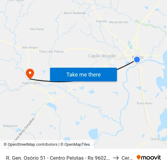 R. Gen. Osório 51 - Centro Pelotas - Rs 96020-000 Brasil to Cerrito map