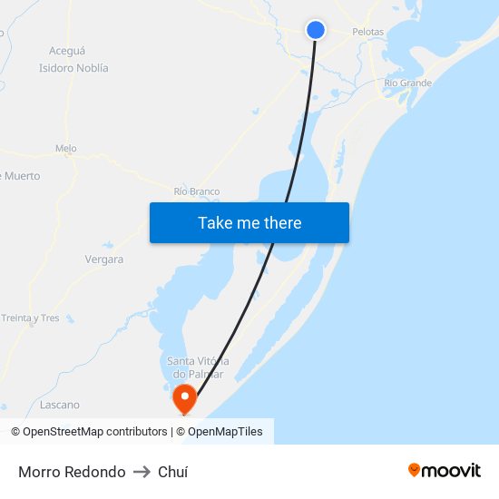 Morro Redondo to Chuí map