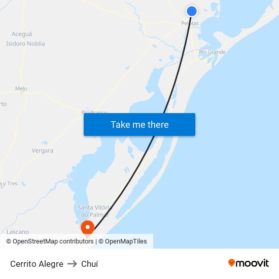 Cerrito Alegre to Chuí map