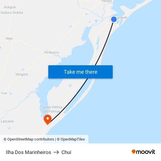 Ilha Dos Marinheiros to Chuí map