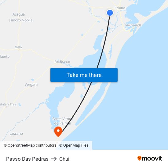Passo Das Pedras to Chuí map