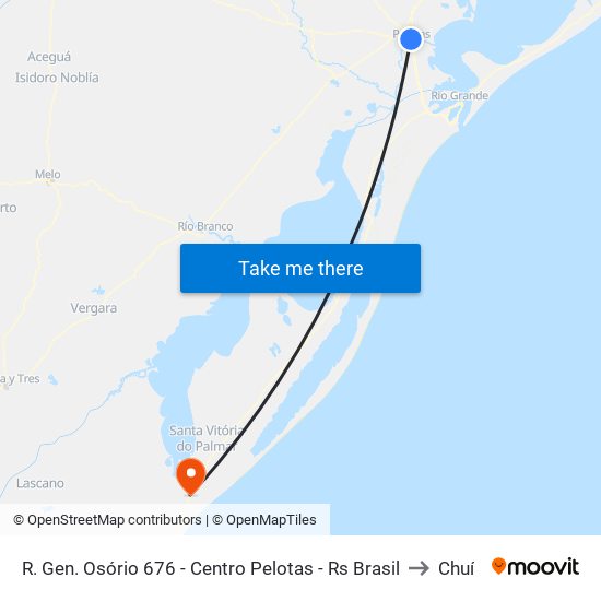 R. Gen. Osório 676 - Centro Pelotas - Rs Brasil to Chuí map