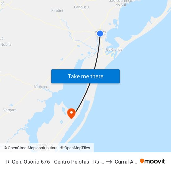 R. Gen. Osório 676 - Centro Pelotas - Rs Brasil to Curral Alto map