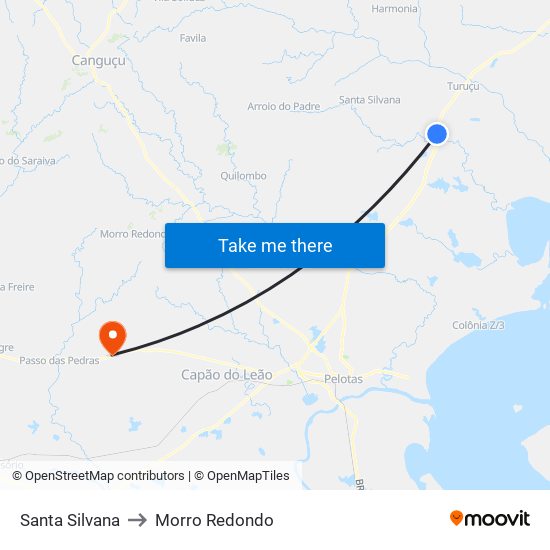 Santa Silvana to Morro Redondo map