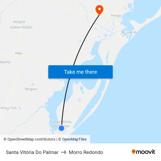 Santa Vitória Do Palmar to Morro Redondo map