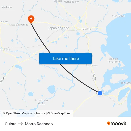 Quinta to Morro Redondo map