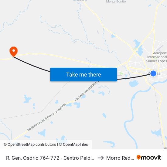 R. Gen. Osório 764-772 - Centro Pelotas - Rs Brasil to Morro Redondo map